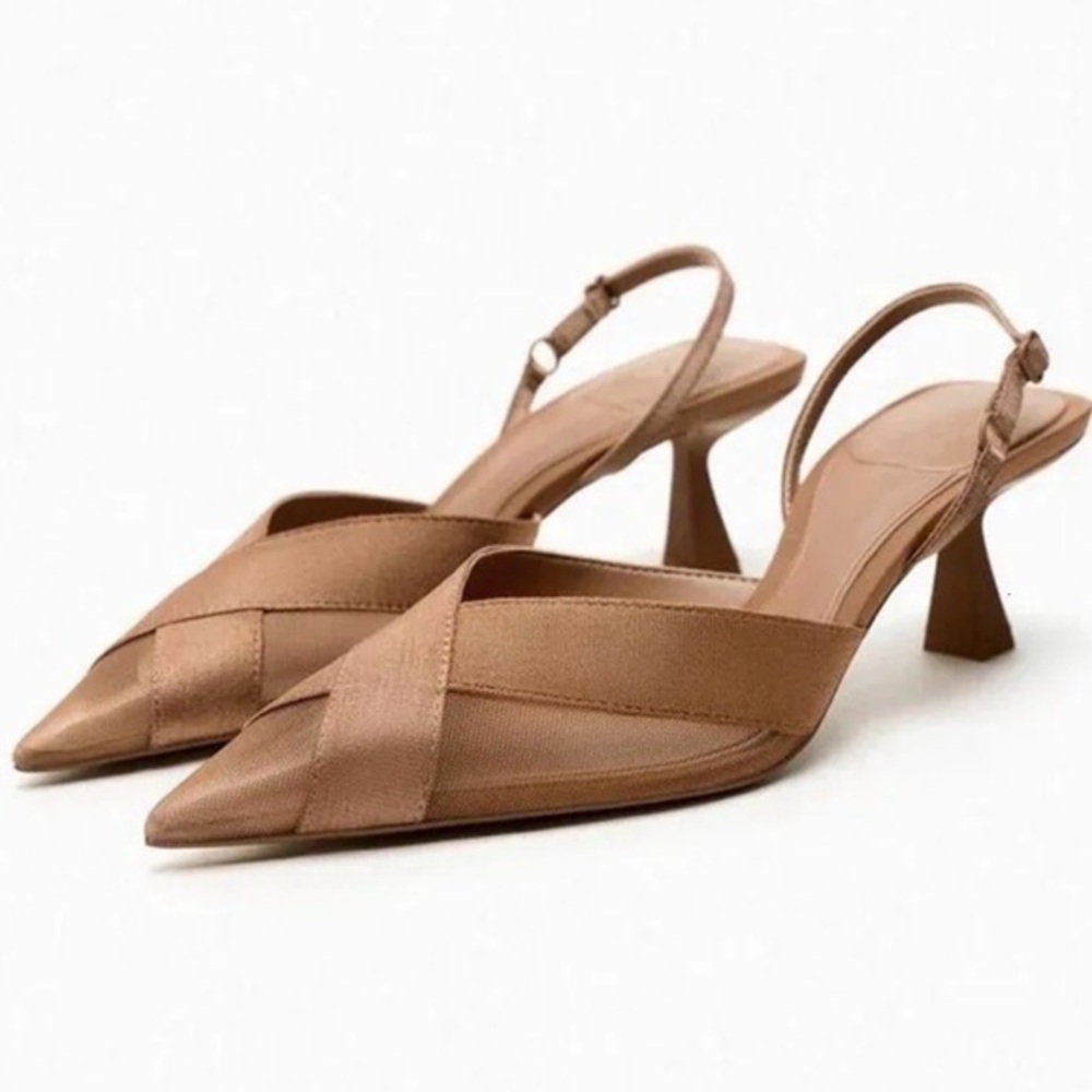 Zara Brown Slingback Heels